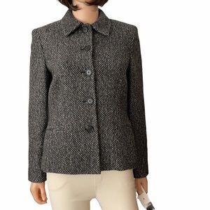 NWT Lauren Ralph Lauren wool black white woven blazer jacket